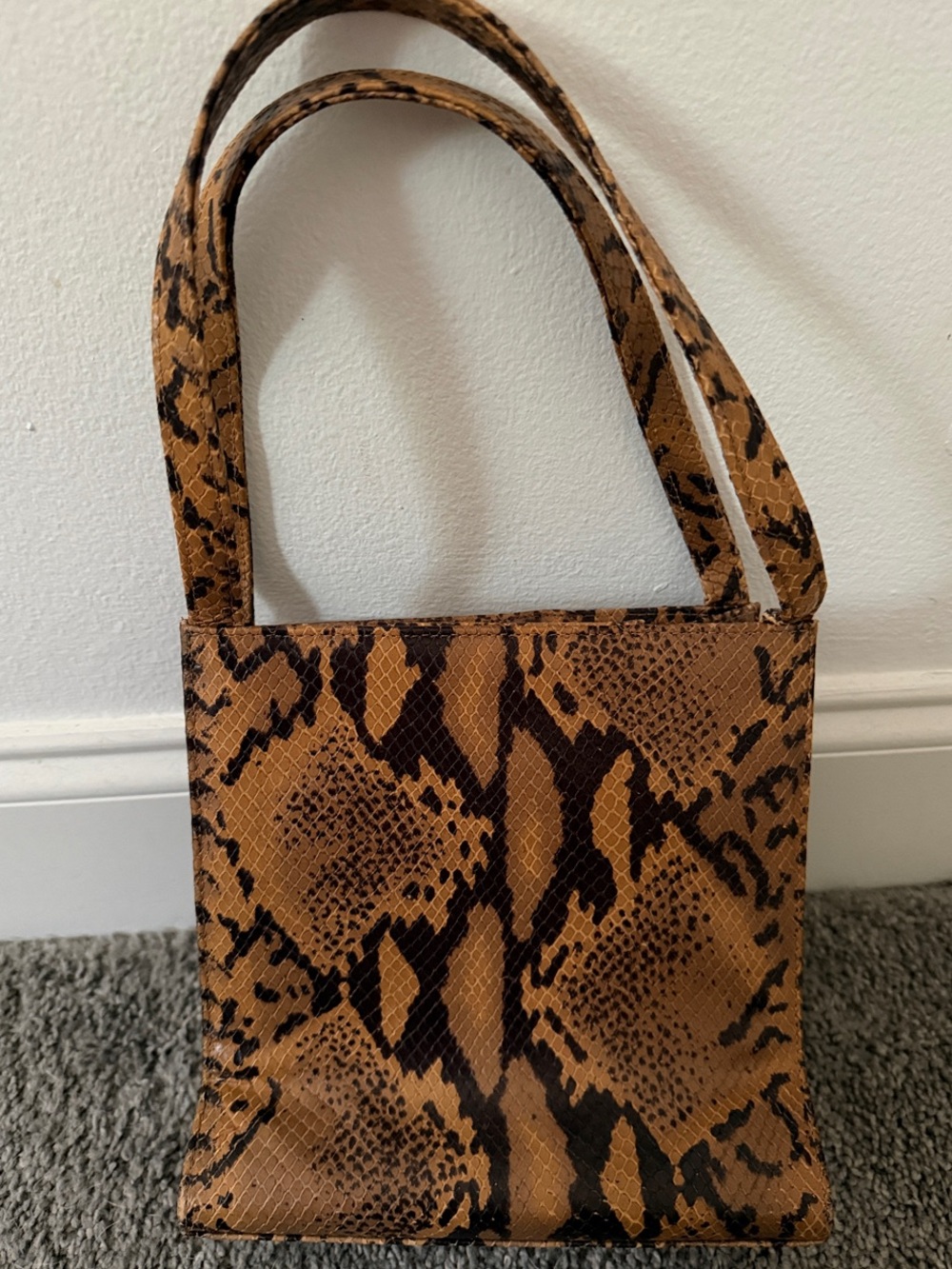 Charles Jourdan Vintage Rare Brown and Tan Python -Print Shoulder Bag